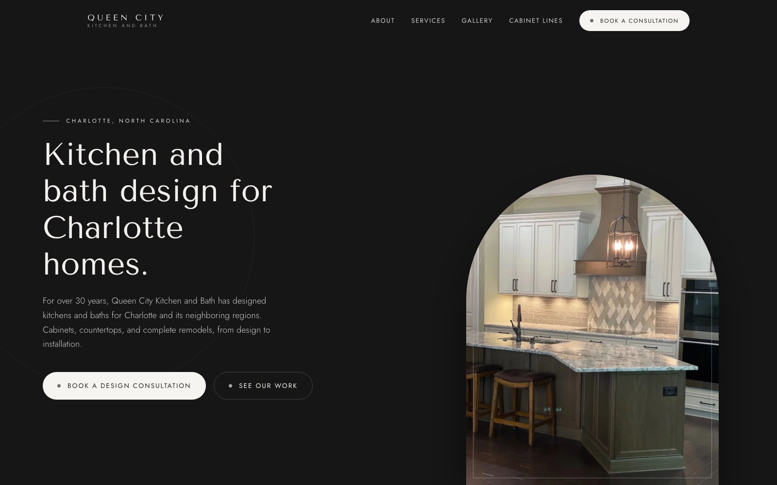The new Queen City Kitchen and Bath homepage concept