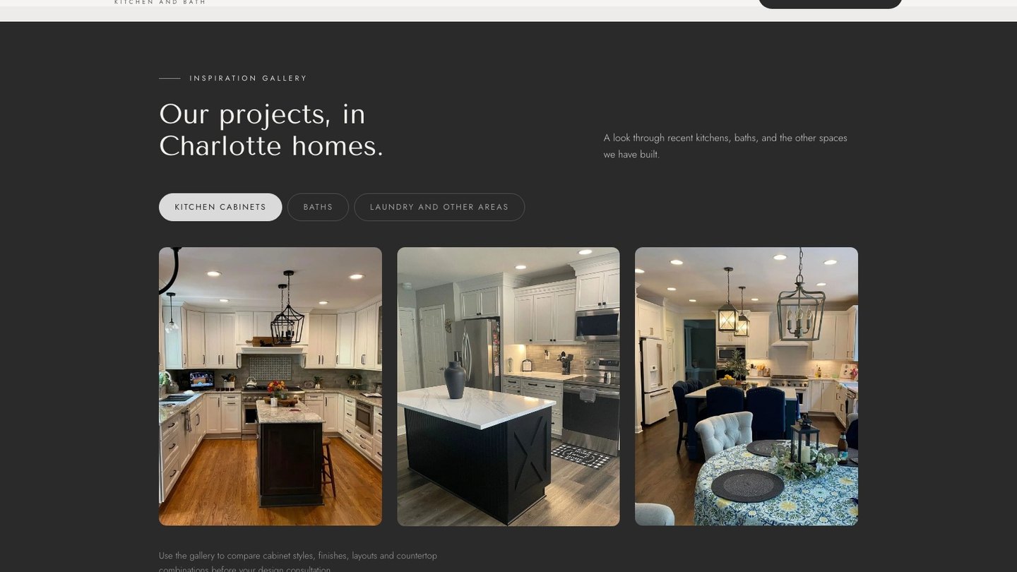 The tabbed inspiration gallery section of the new homepage