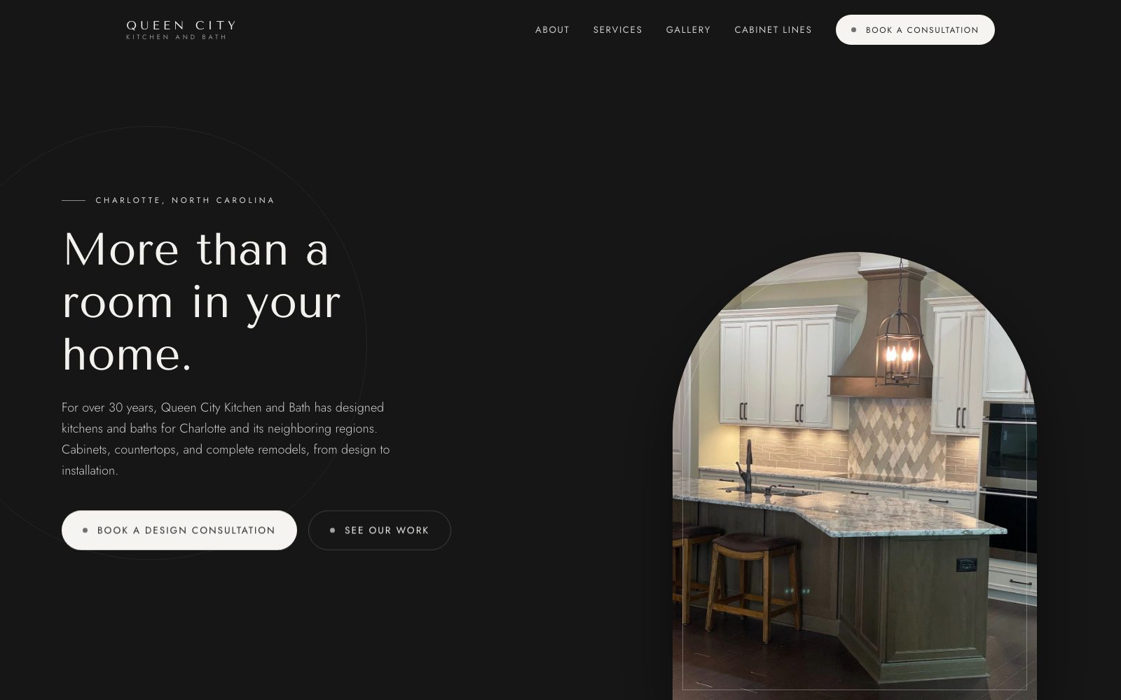 The new Queen City Kitchen and Bath homepage concept