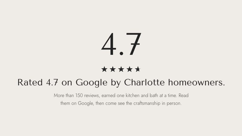 The Google rating section of the new homepage